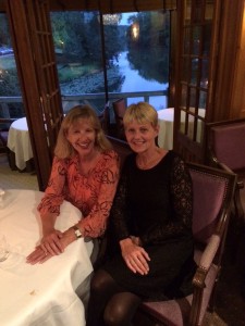 Mum with Aunty Lisa after dinner, Seine in the background